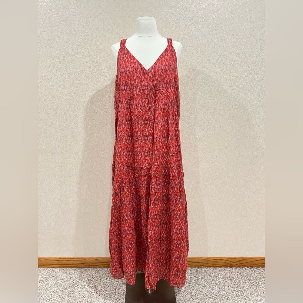 Joie Red Tiered Maxi Dress in Tea Rose NWT Size XL - Picture 3 of 15